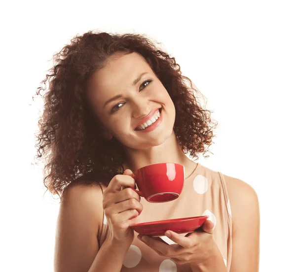 Mujer joven sosteniendo una taza de café —  Fotos de Stock