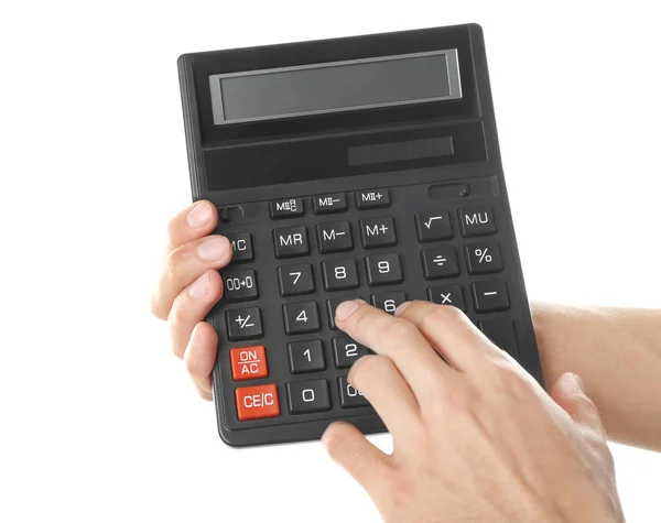 Kobiece ręce z kalkulatora — Zdjęcie stockowe