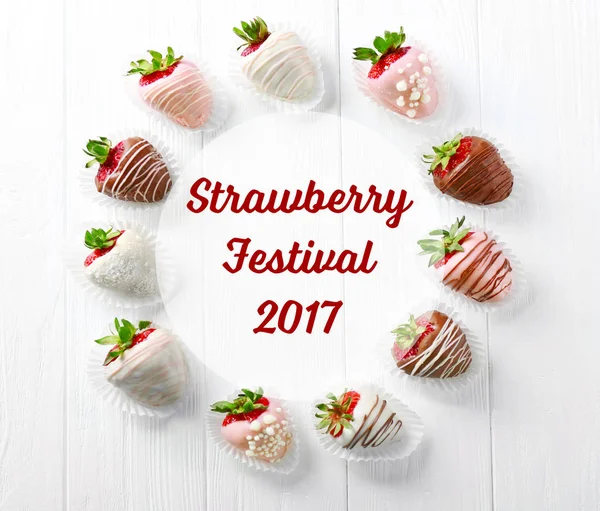 Text STRAWBERRY FESTIVAL 2017 and berries