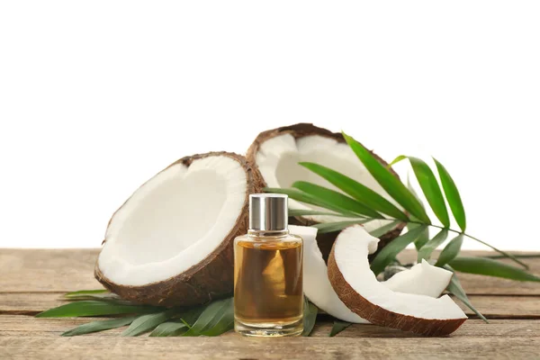 Bottle with fresh coconut oil — Stock Photo, Image