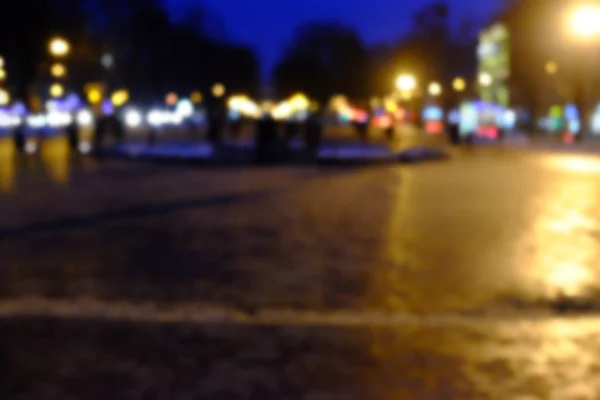 Blurred night city square background — Stock Photo, Image