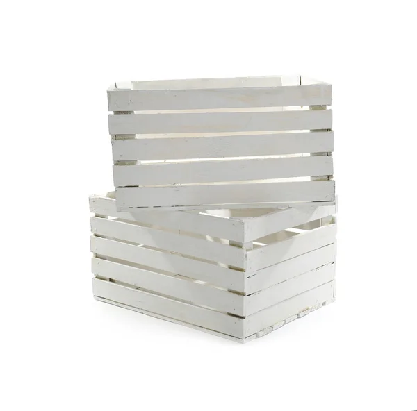 Wooden boxes on white — Stock Photo, Image