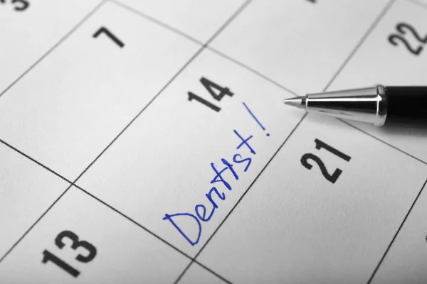 Λέξη οδοντίατρος στο ημερολόγιο — Φωτογραφία Αρχείου