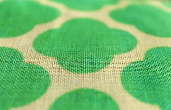 Fabric with green figures, closeup — Stock Photo, Image