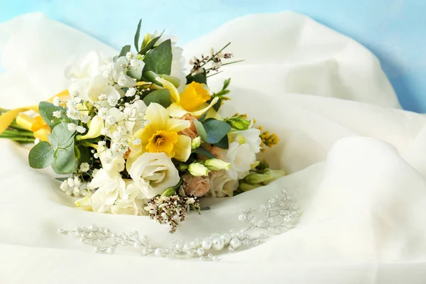 Beautiful bouquet with freesia flowers — Stock Photo, Image