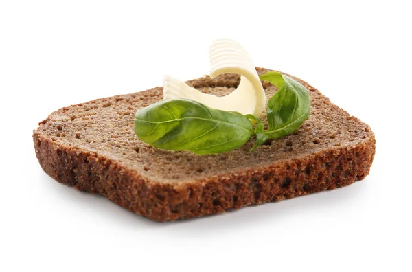 Dilim ekmek ve tereyağı curl ile — Stok fotoğraf