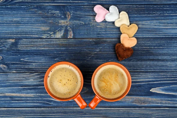 Cups of coffee with hearts — Stock Photo, Image