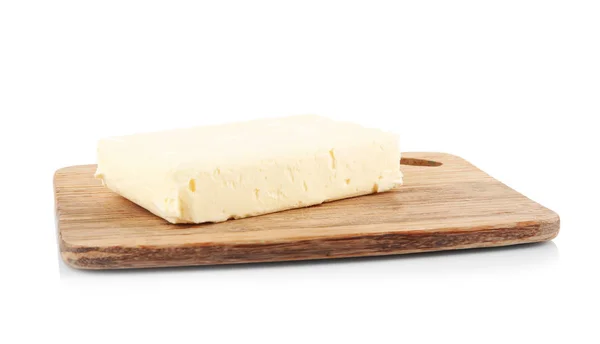 Deska z masłem na białym — Zdjęcie stockowe