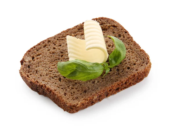 Slice of bread with butter curl — Stock Photo, Image
