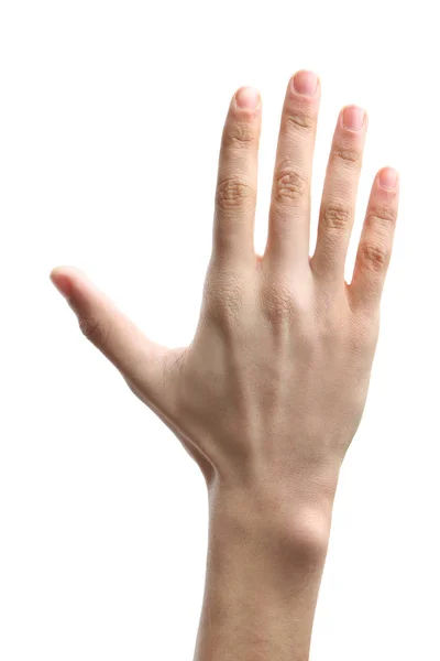Ανδρικό χέρι σε λευκό φόντο — Φωτογραφία Αρχείου