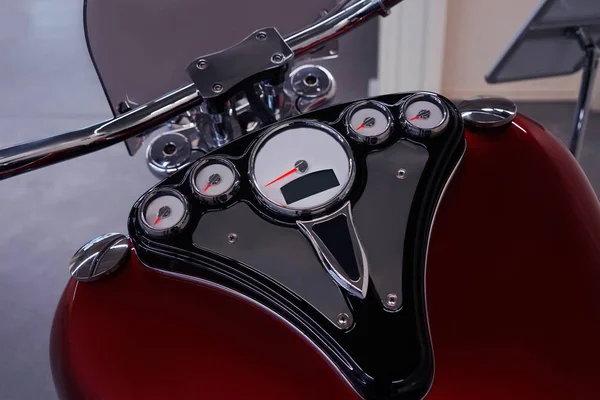 Dashboard of retro motorcycle on exhibition Royalty Free Stock Images