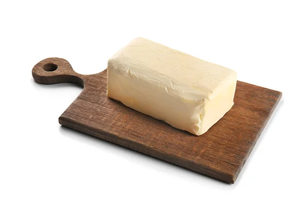 Deska z masłem na białym — Zdjęcie stockowe