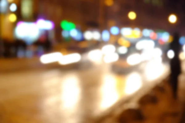 Vista borrosa del camino nocturno de la ciudad — Foto de Stock