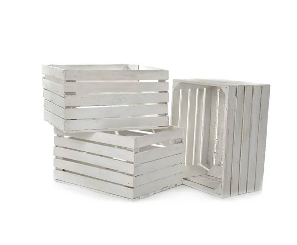 Wooden boxes on white — Stock Photo, Image