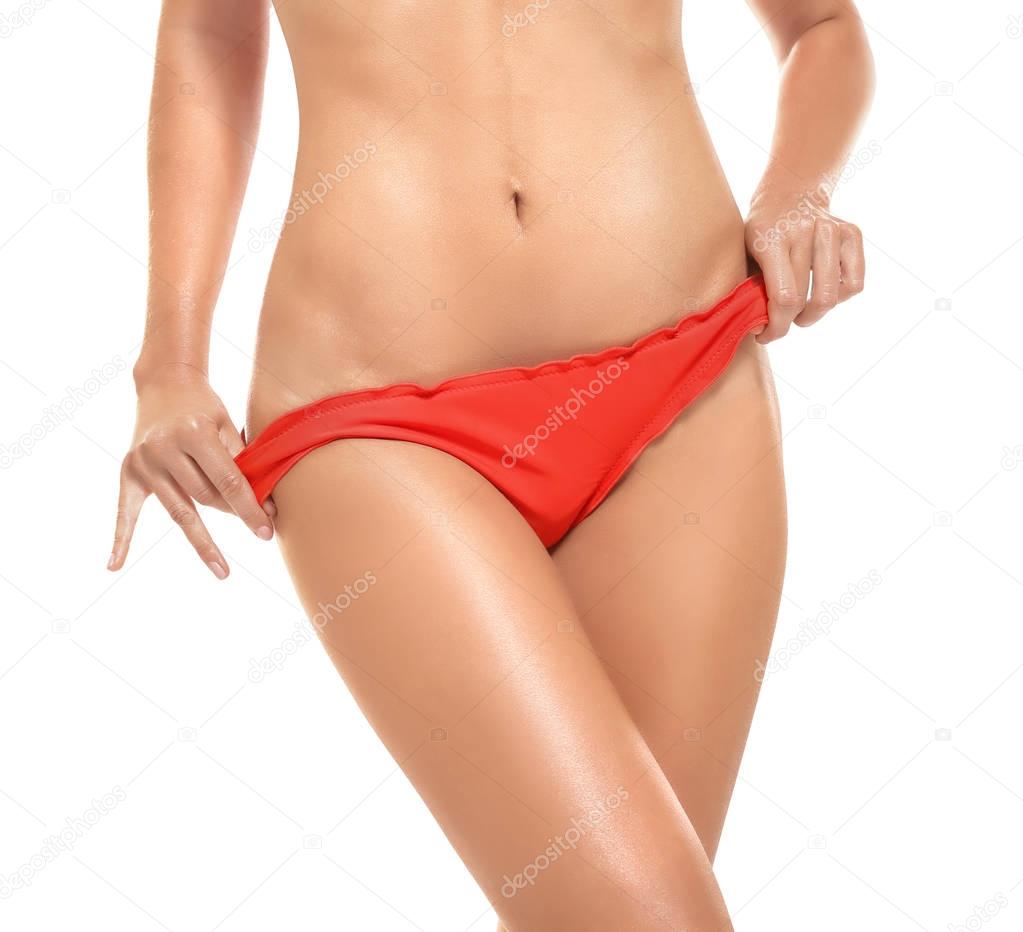 young woman in bikini 