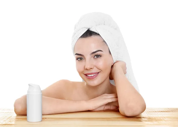 Young woman after bath with cream — Stock Photo, Image