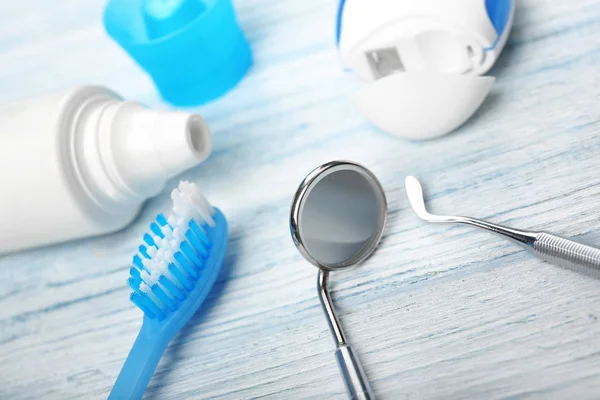 Dental tools with tooth brush — Stock Photo, Image