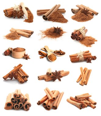 Beyaz arkaplanda tarçın