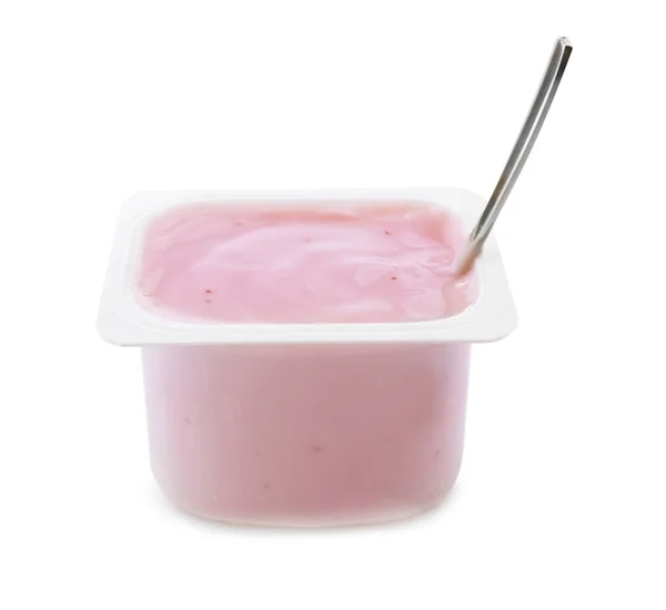 Copa de plástico con yogur — Foto de Stock