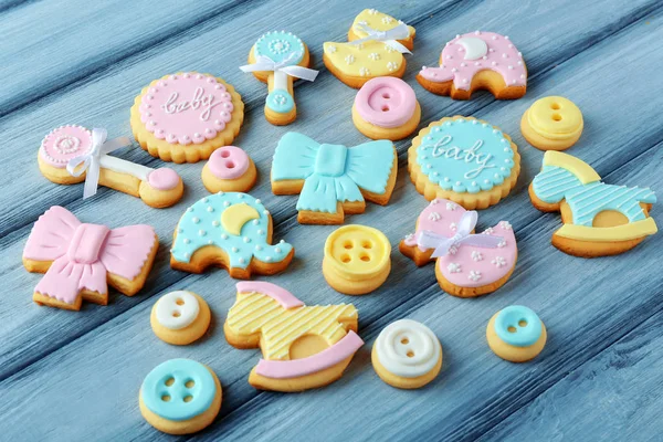 Baby cookies versierd met glazuur — Stockfoto