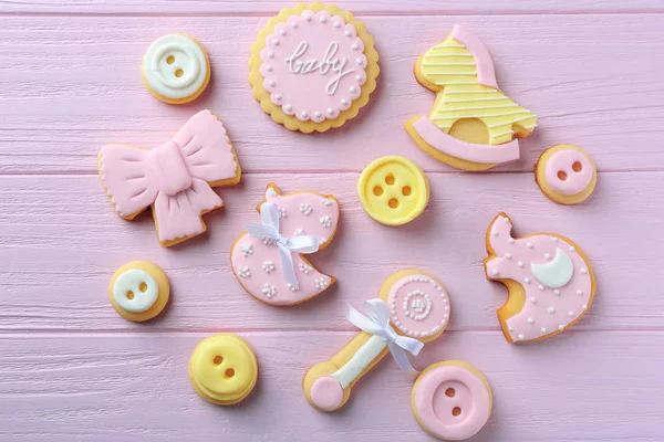 Baby cookies versierd met glazuur — Stockfoto