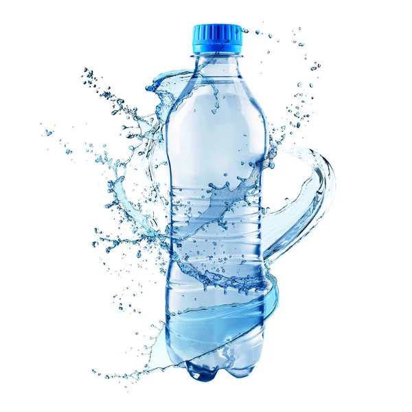 Bottle and water splashes — Stock Photo, Image