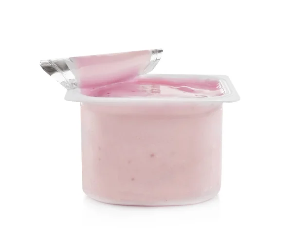 Copa de plástico con yogur — Foto de Stock