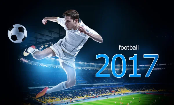 Text Fußball 2017 Profi Und Stadion Hintergrund — Stockfoto