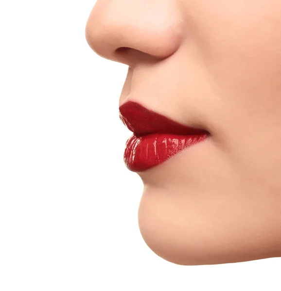 Mujer con labios rojos — Foto de Stock