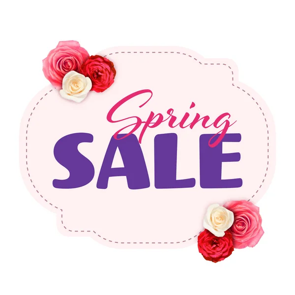 Text SPRING SALE and beautiful flowers — Stock Photo, Image