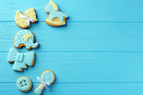 Biscoitos de bebê decorados com esmalte — Fotografia de Stock