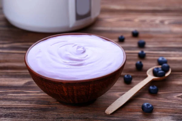 Bowl with milk yogurt — Stock Photo, Image