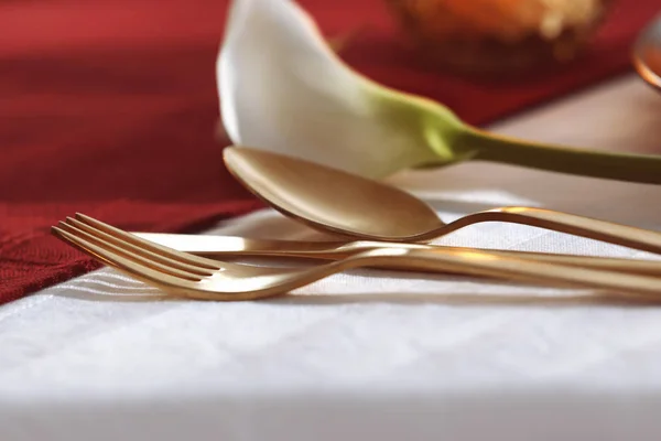 Cutlery set on table