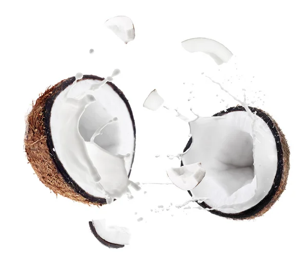 Postříkání kokosu a mléka — Stock fotografie