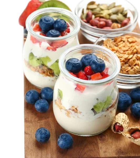 Composizione con gustoso yogurt — Foto Stock