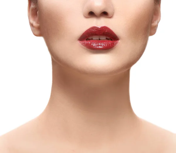 Femme aux lèvres rouges — Photo