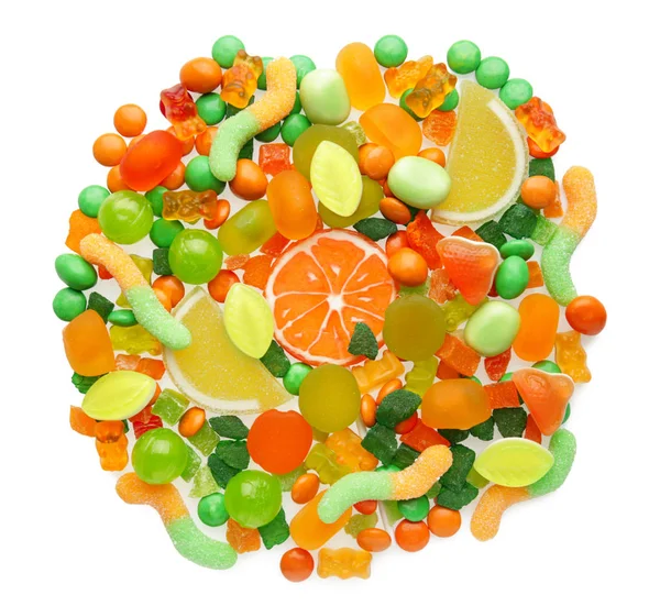 Tasty and colorful candies with — Stock Photo, Image