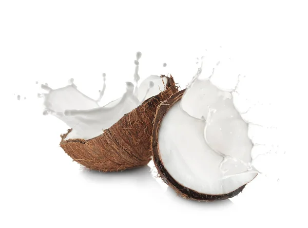 Kokos en melk spatten — Stockfoto