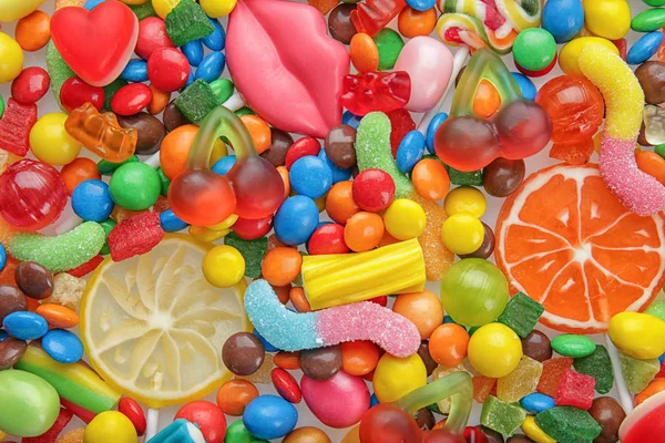 Leckere und bunte Bonbons mit — Stockfoto