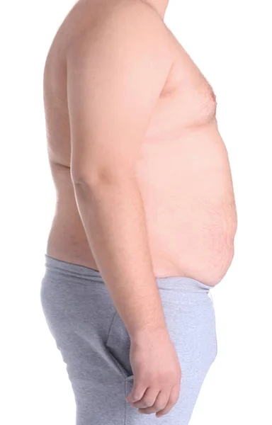 Fat man on white Stock Picture