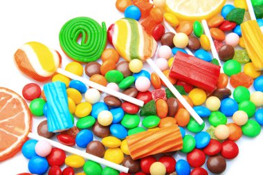 Lezzetli lolipop ve renkli şekerler  