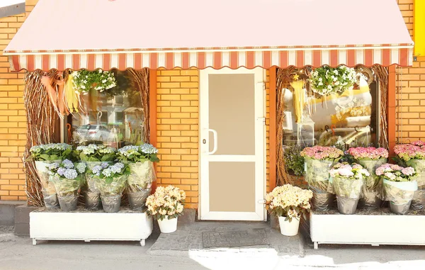 Fațada frumosului magazin de flori în ziua însorită — Fotografie, imagine de stoc