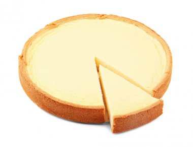 Beyaz arka planda, closeup lezzetli ev yapımı cheesecake