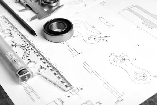 Materiales de ingeniería y planos — Foto de Stock