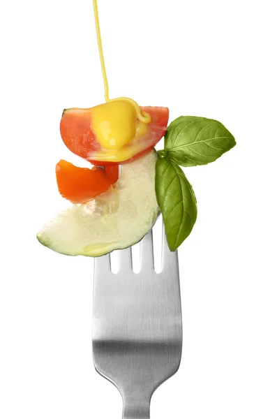 Fork with pinned snack — Stock Photo, Image