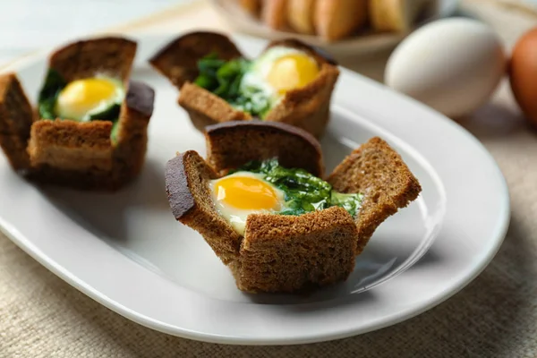Plate with tasty eggs — Stock Photo, Image