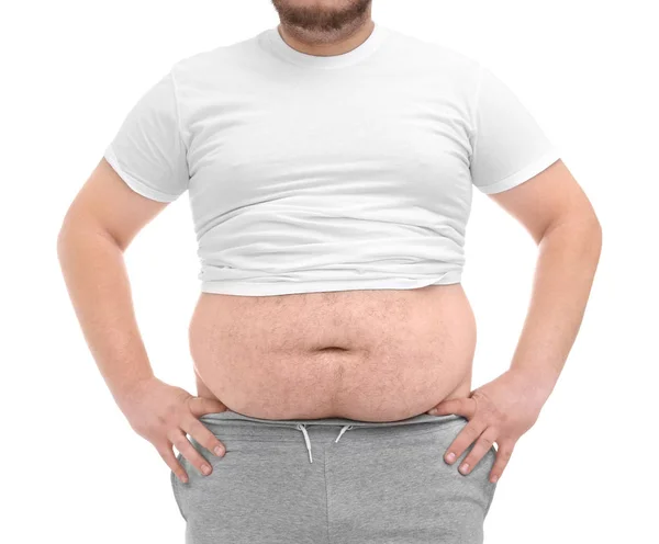 Hombre gordo sobre blanco — Foto de Stock