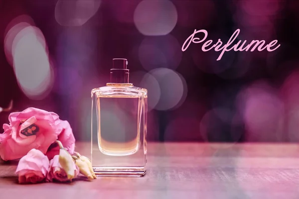Beautiful composition with bottle of perfume — Stock Photo, Image