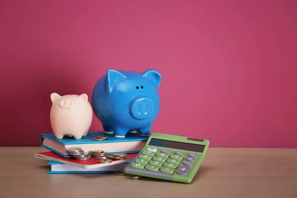 Sparschwein mit Büchern — Stockfoto