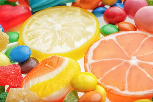 Variety of colorful candies, closeup — Stock Photo, Image